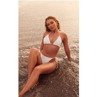 White Textured Triangle Bikini Top | PrettyLittleThing US