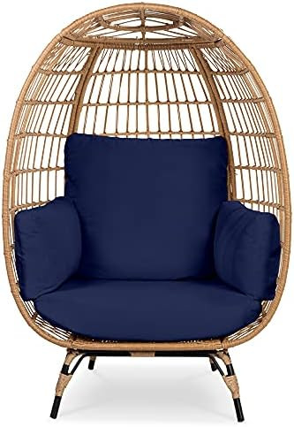 Best Choice Products Wicker Egg Chair, Oversized Indoor Outdoor Lounger for Patio, Backyard, Livi... | Amazon (US)