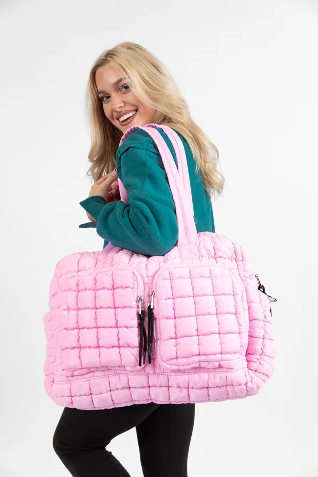 Quilted Light Pink Weekender DOORBUSTER | Pink Lily