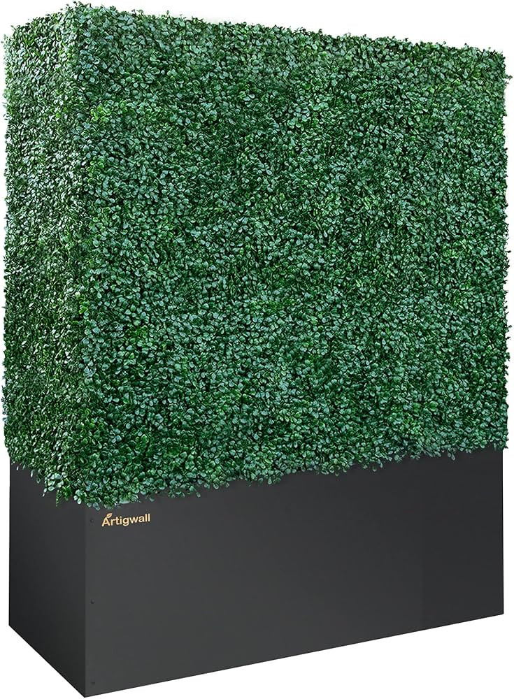 ARTIGWALL Hedge Wall with Black Planter Box Covered by Popular Anti-UV Dark Green Boxwood (48" H ... | Amazon (US)