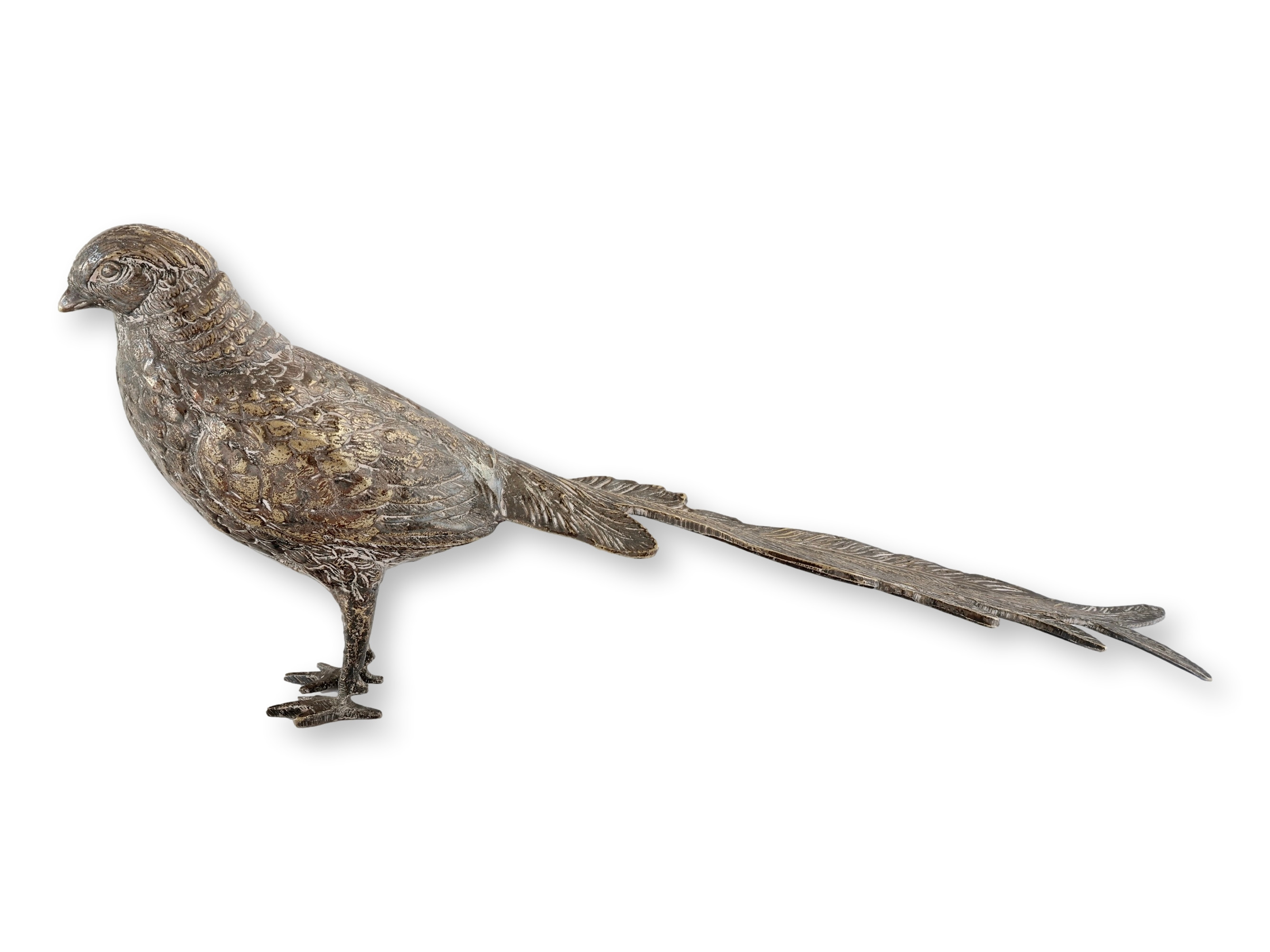 Large French Pheasant Table Ornament - New England Mercantile - Silver | One Kings Lane
