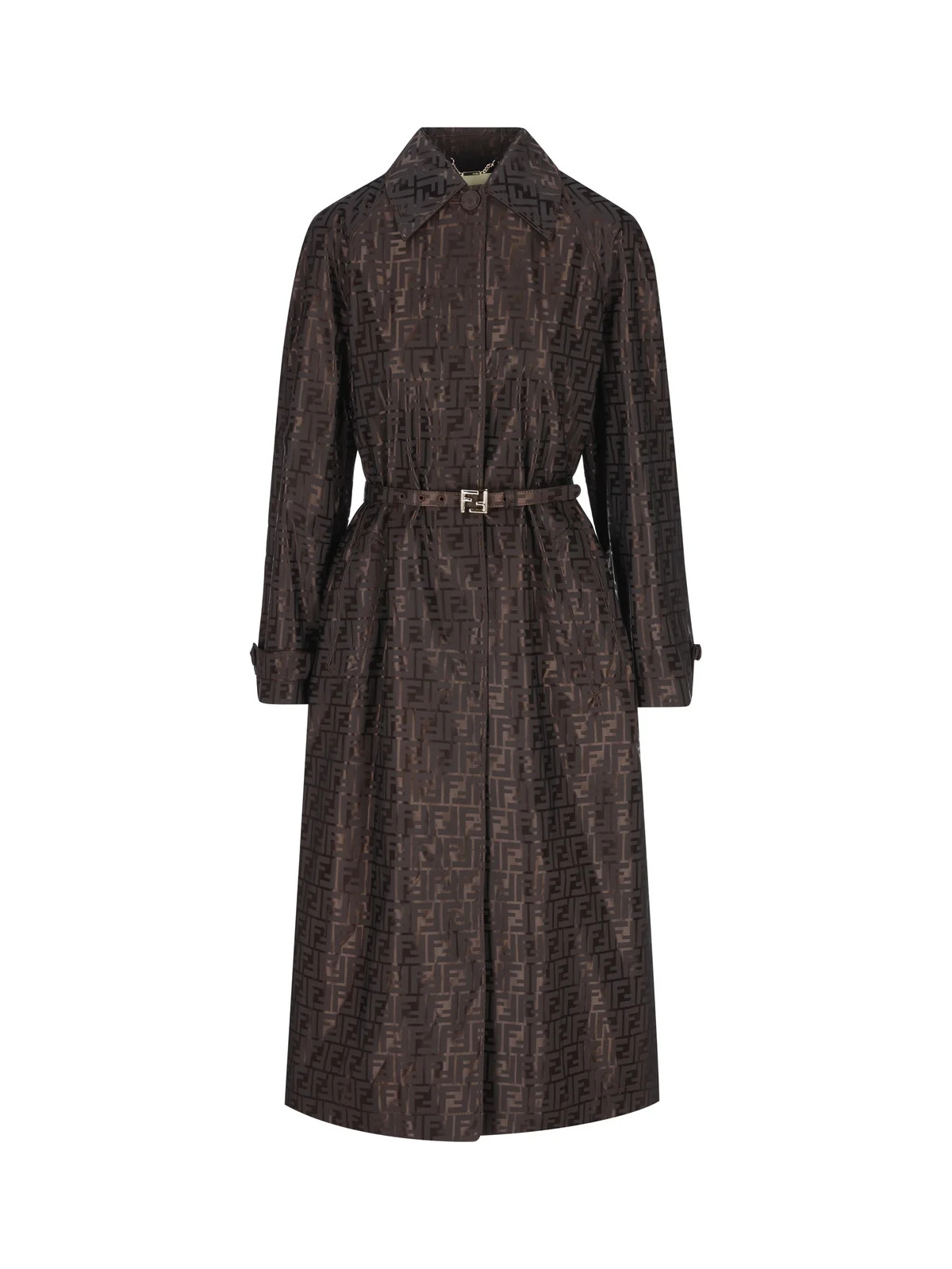 Fendi FF Jacquard Belted Coat | Cettire Global