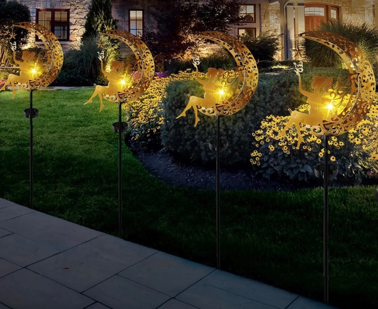Fairy Garden Solar Lights, Fairy Moon Figurine Light Stake, Yard Decorations Outdoor Garden Decor statues, Vintage Gold Lighting

#LTKMothersDay #LTKHome #LTKSeasonal