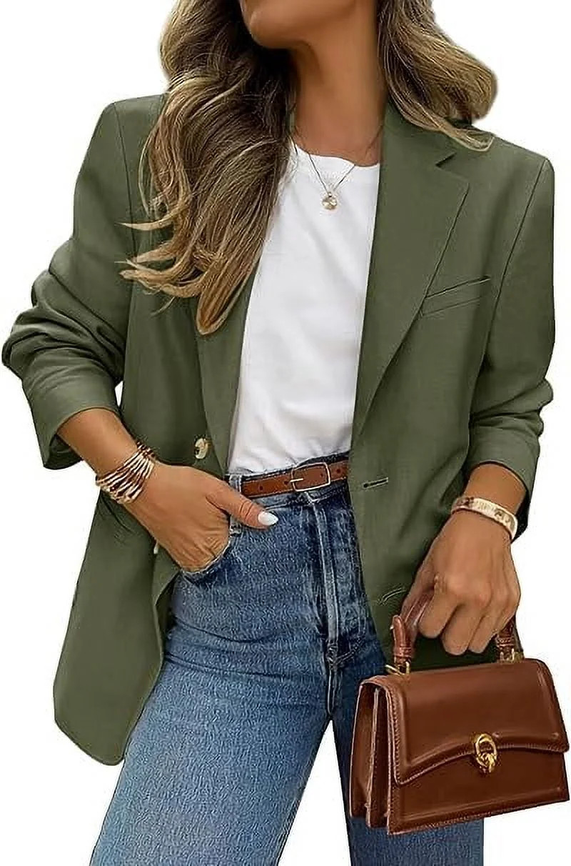 PRETTYGARDEN 2025 Blazers for Women Business Casual Long Sleeve Lapel Open Front Suit Jacket Work... | Walmart (US)