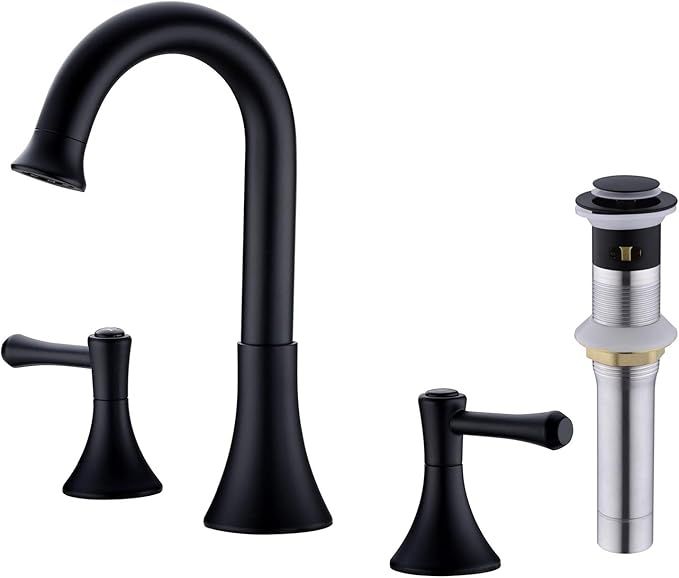 BESTILL 3 Hole Widespread Bathroom Sink Faucet, Pop-Up Drain and Water Supply Hoses Included, Mat... | Amazon (US)