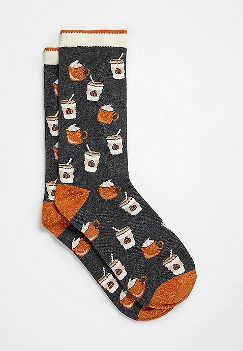 Metallic Pumpkin Spice Latte Crew Socks | Maurices