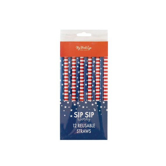 Patriotic Stars & Stripes Straws Reusable Straws 12ct | 4th of July Party | Eco Friendly | Reusab... | Etsy (US)