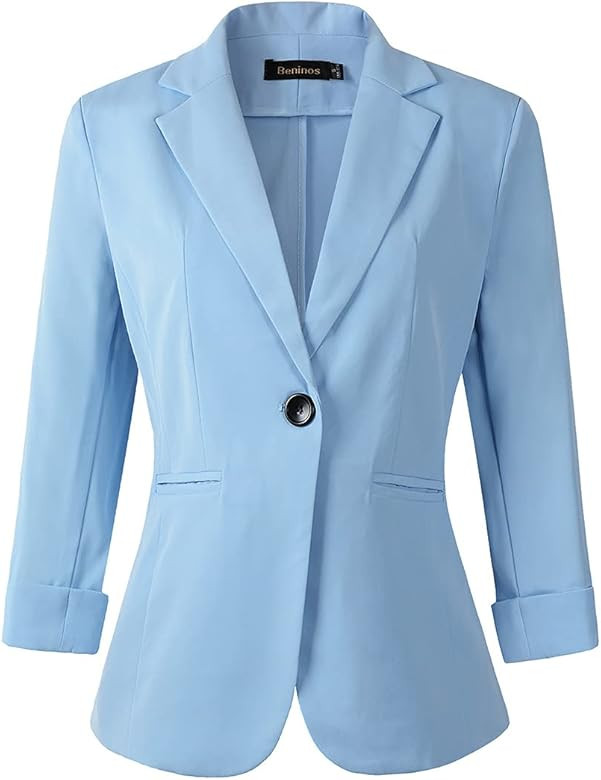 Beninos Womens 3/4 Sleeve Lightweight Office Work Suit Jacket Blazer | Amazon (US)