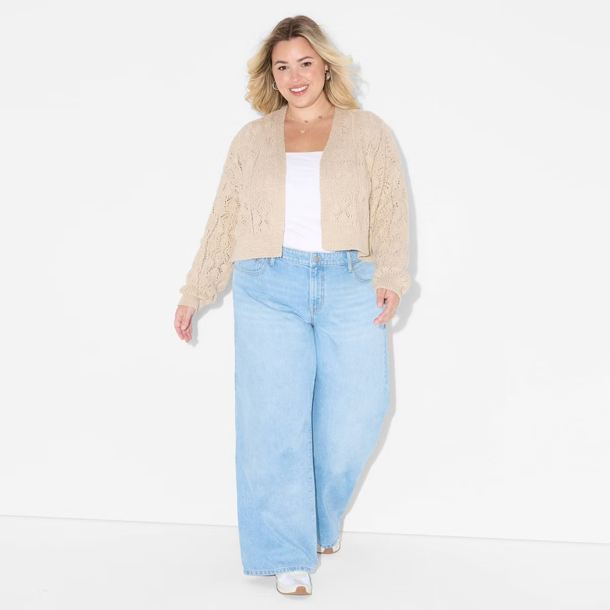 Women's Long Sleeve Shawl Collar Open Work Cardigan - Wild Fable™ | Target