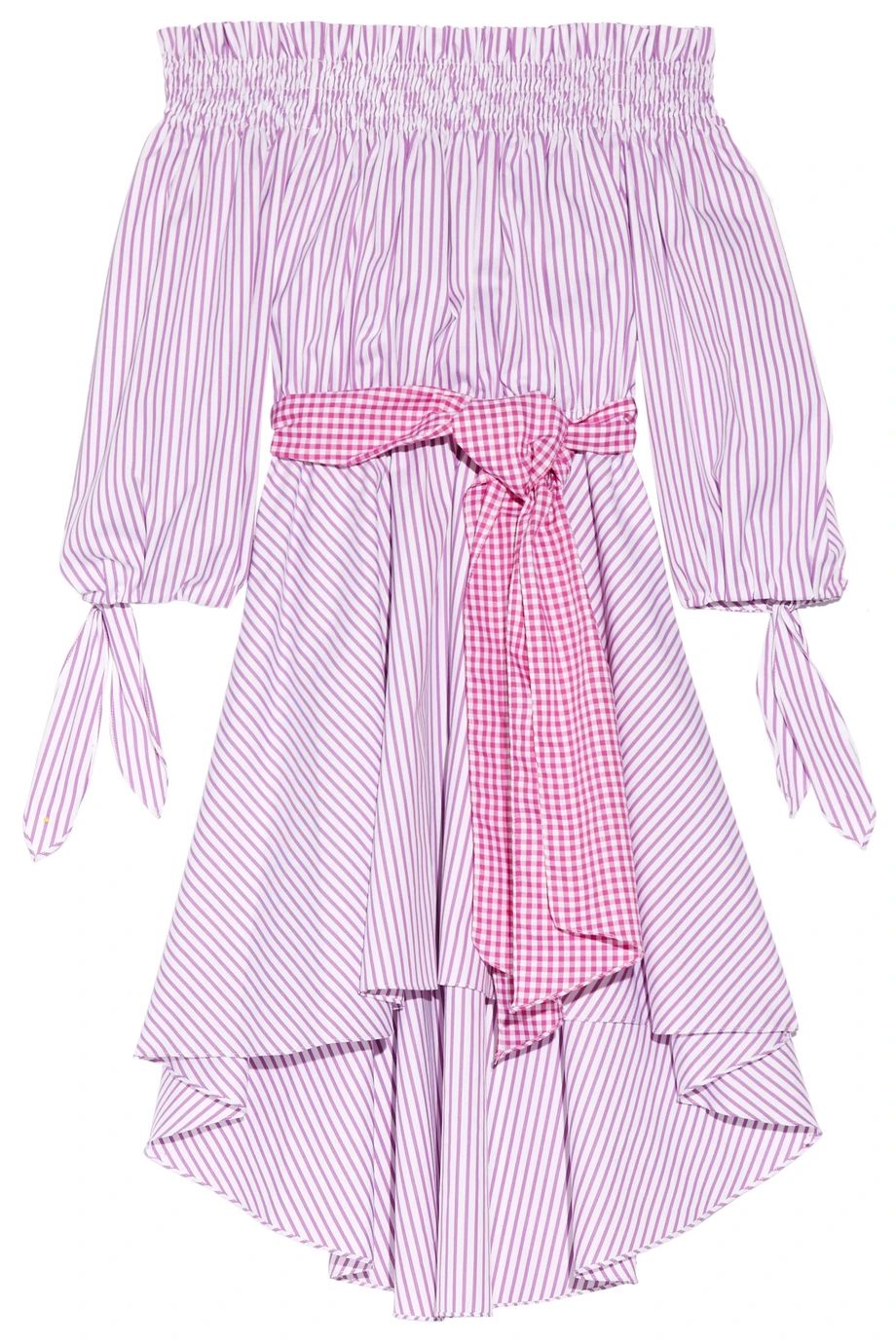 Lou Off-the-Shoulder Striped Cotton Oxford Dress, Violet, Women's | NET-A-PORTER (US)