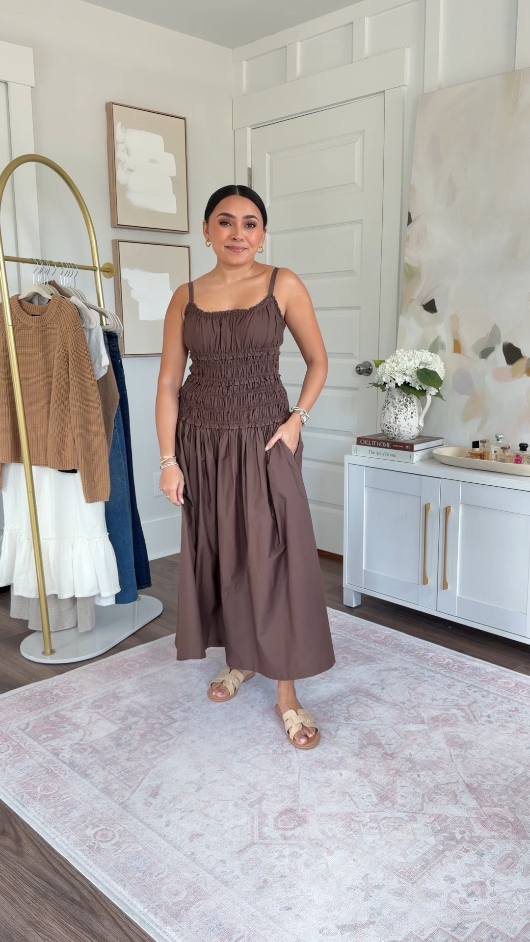 Espresso Brown Chocolate Outfits
For reference: I’m 5’0, petite, 32b bra size, and 2/26 in bottoms, pear shaped. 
*Everything I share is unaltered! TTS means true to size. Between size 5-6.5 in shoes

Brown chestnut maxi dress size xs petite TTS
Cream cardigan size xs TTS
Tan sandals size 5 TTS

Spring outfits
Work outfits
Resort wear
Spring dresses
Easter dress women
Date night outfits 

 #LTKSaleAlert #LTKPetite #LTKgrwm #LTKgrwm #LTKSeasonal #LTKPetite