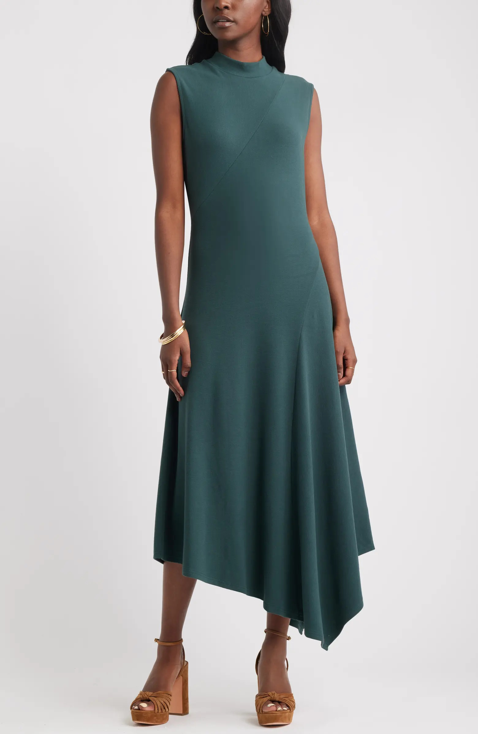 Mock Neck Asymmetrical Maxi Dress | Nordstrom