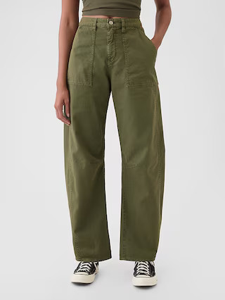 Mid Rise Twill Barrel Pants | Gap (US)