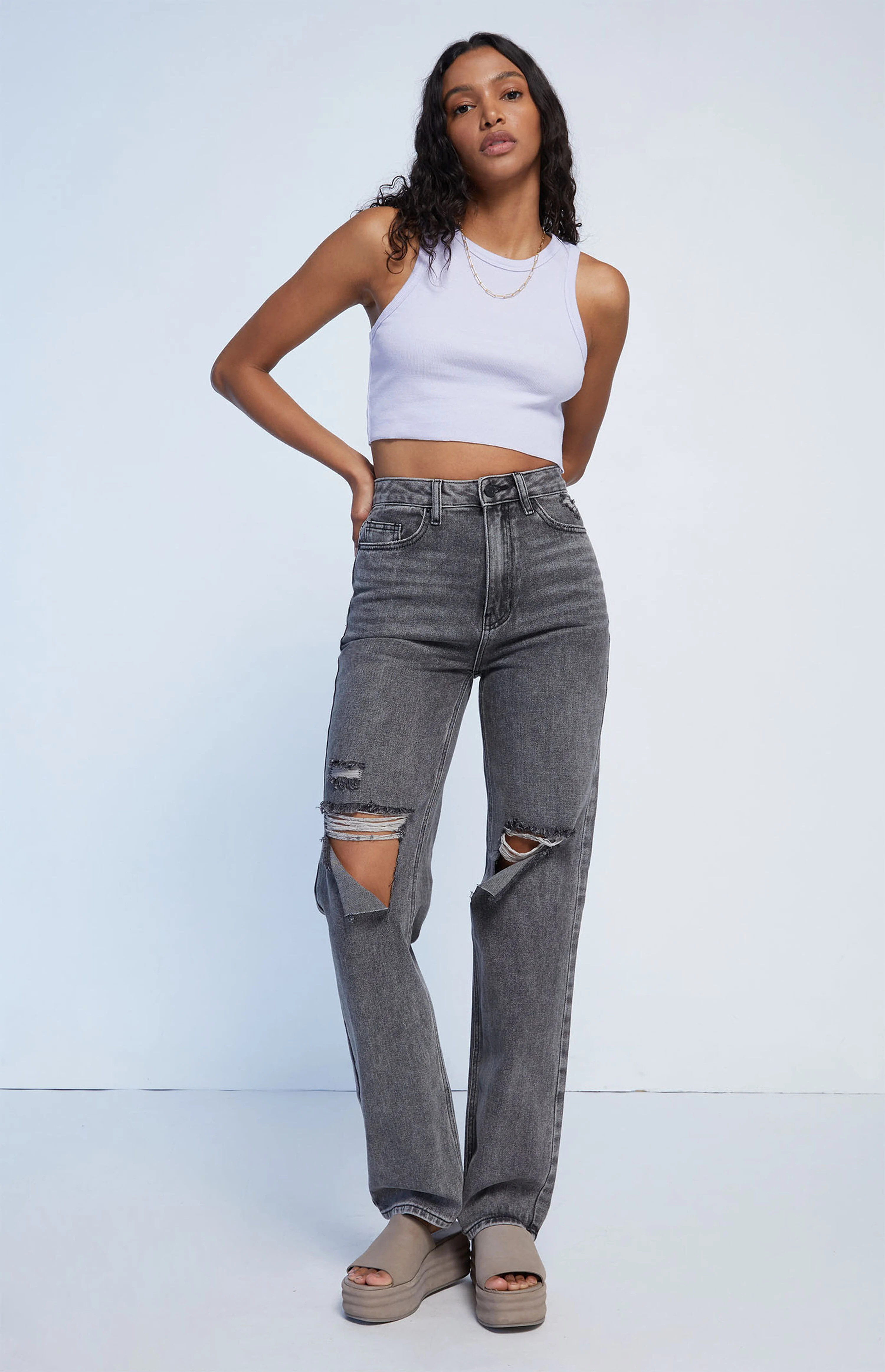 PacSun Washed Black Ripped Boyfriend Jeans | PacSun | PacSun