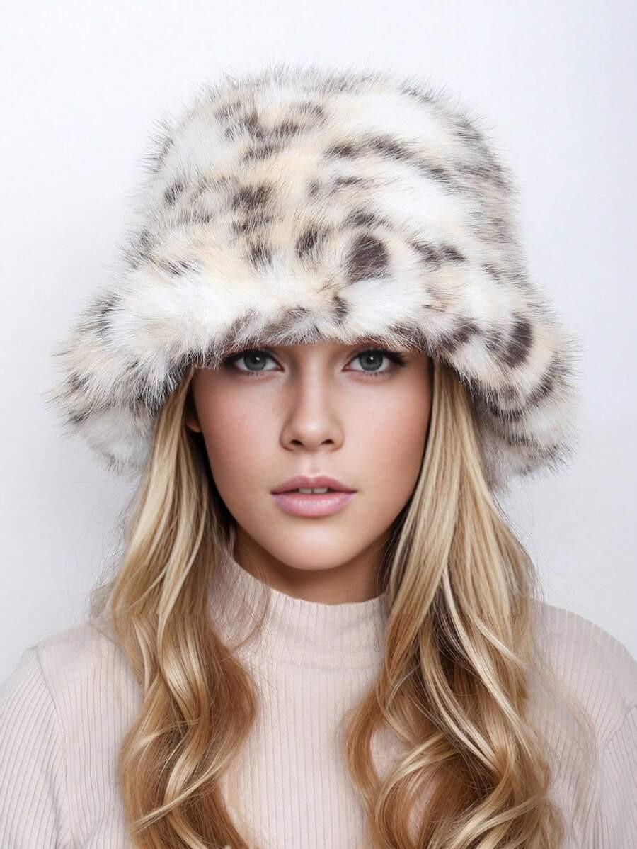 1pc Women Faux Fur Y2K Style Thick Furry Bucket Hat, Suitable For Extremely Cold Days, Outdoor Sn... | SHEIN