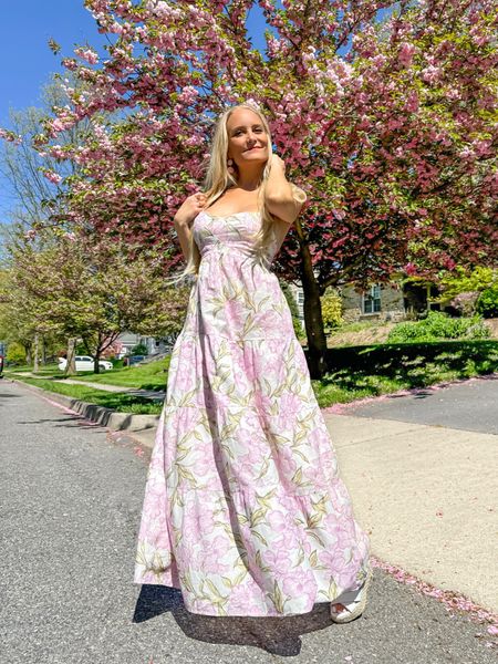 The most beautiful floral maxi dress! I love the pretty shade of the pink flowers and the tiered design. Consider sizing up if you have a large bust size, everywhere else it fits perfectly! Sooo pretty for spring and summer 🌸🍃

#LTKfindsunder100 #LTKstyletip #LTKparties