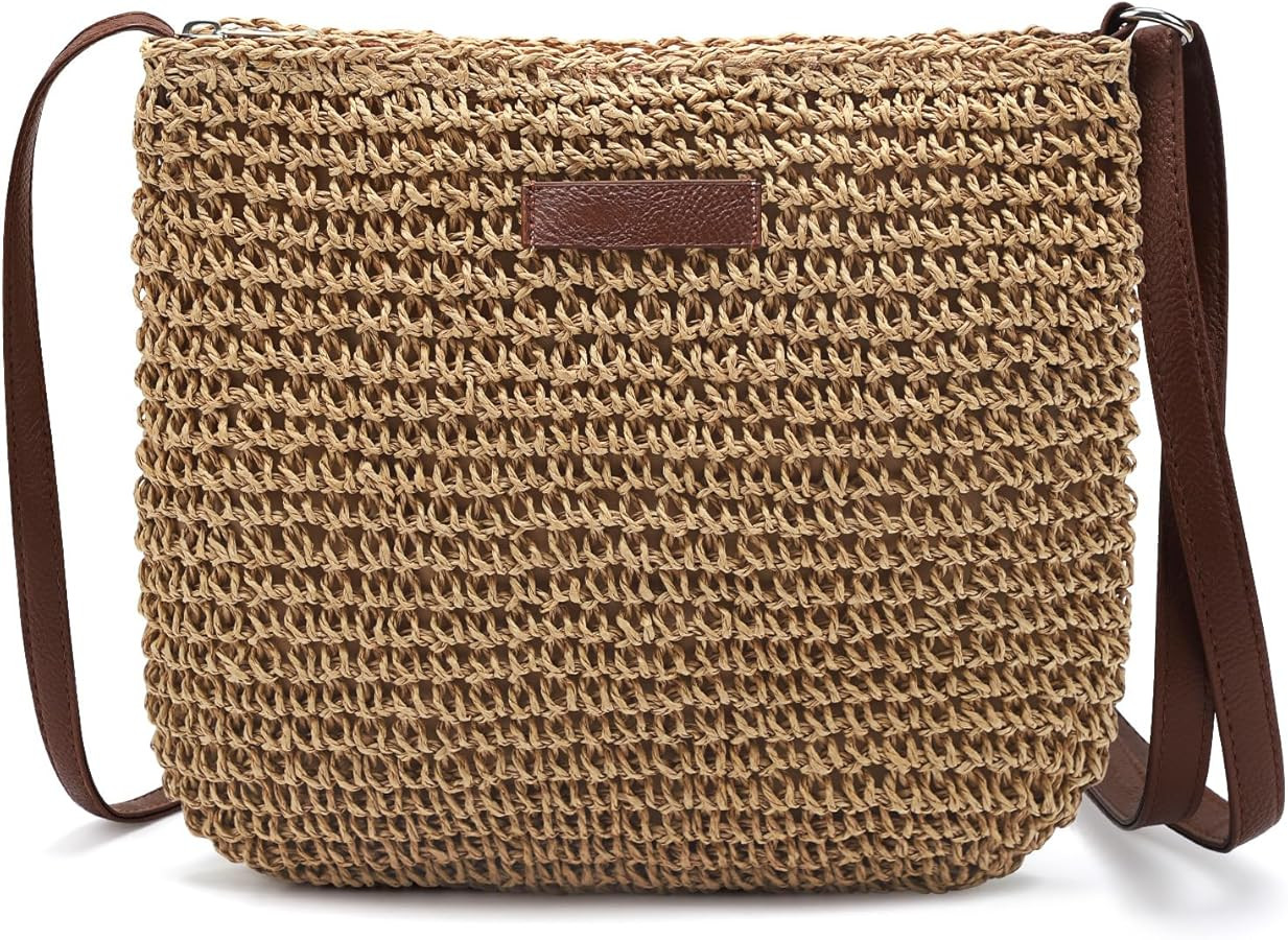 Straw Clutch Bags for Women Shoulder Bag Crossbody Bag Summer Beach Straw Bag Hand-Woven | Amazon (US)