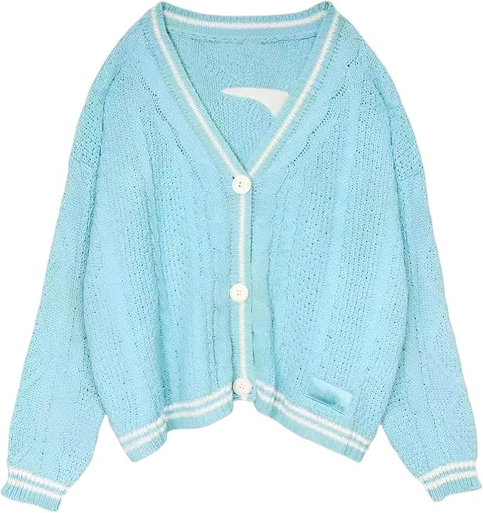 1989 Concert Sweaters for Women V Neck Long Sleeves Button Embroidered Cable Knit Cardigan Jacket | Amazon (US)