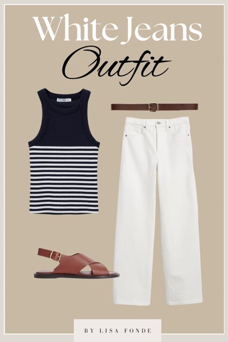 Classic summer outfit with white jeans 