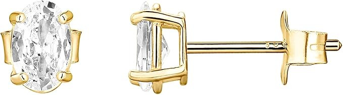 PAVOI 14K Gold Plated Sterling Silver Cubic Zirconia Stud Earrings for Women | Amazon (US)