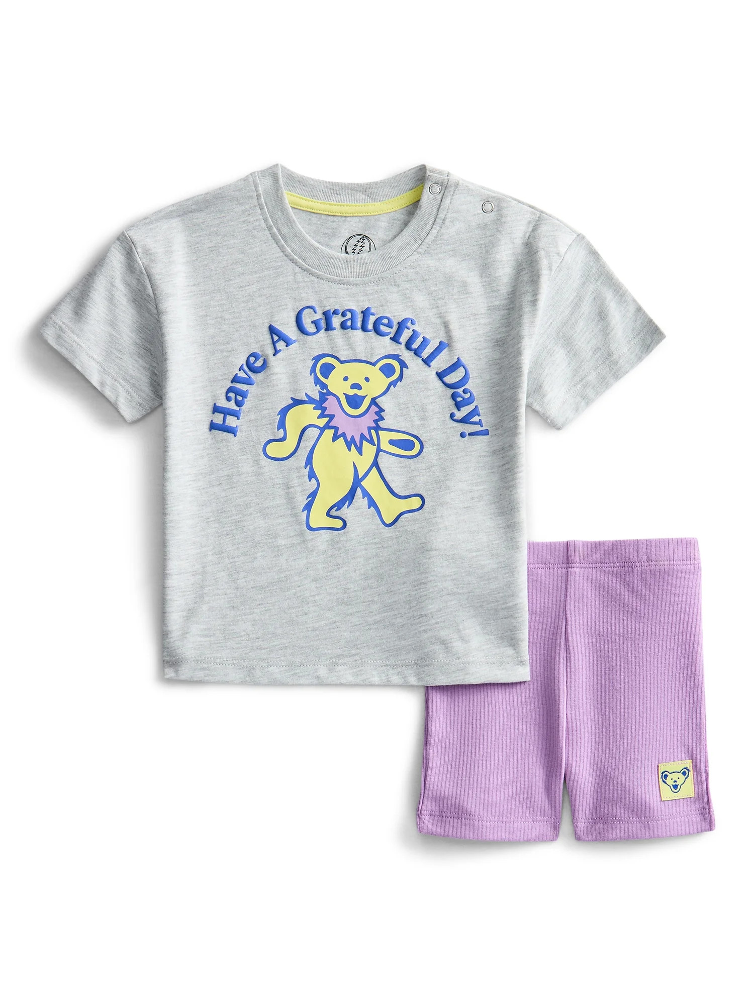 Grateful Dead Baby Girls Graphic Tee and Bike Shorts Set, 2-Piece, Sizes 0/3M-6/9M | Walmart (US)