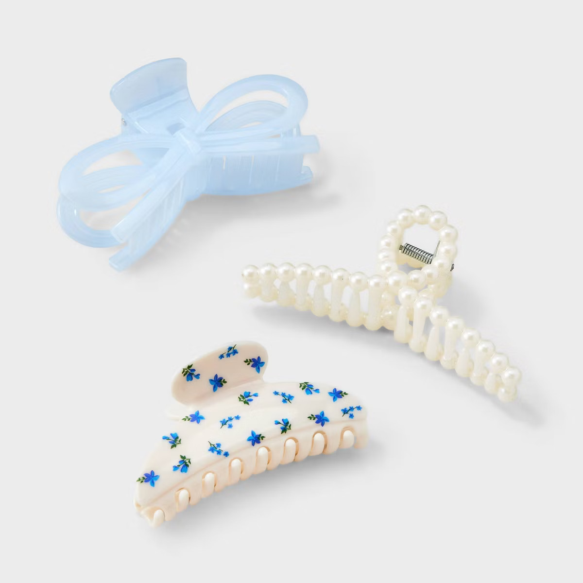 Girls' 3pk Pearl Claw Clip Set - art class™ Blue | Target