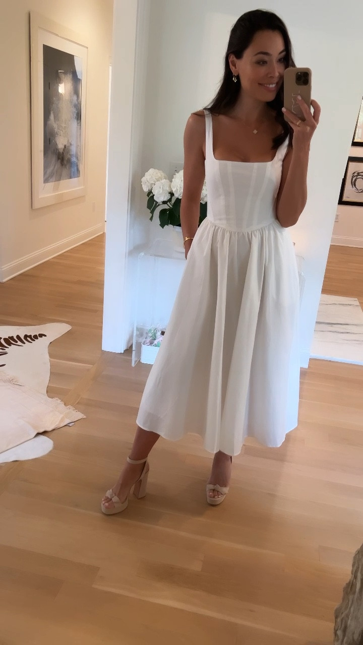 White corset midi clearance dress