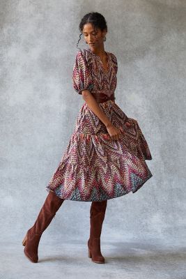 Puff-Sleeved Midi Dress | Anthropologie (US)