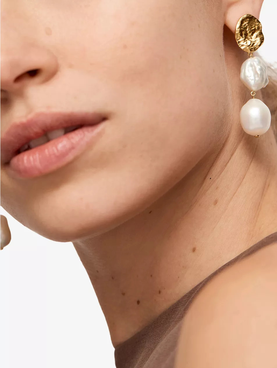 Capri 18ct Yellow Gold Vermeil and Multi Keshi and Baroque Pearl Drop Earrings | Selfridges
