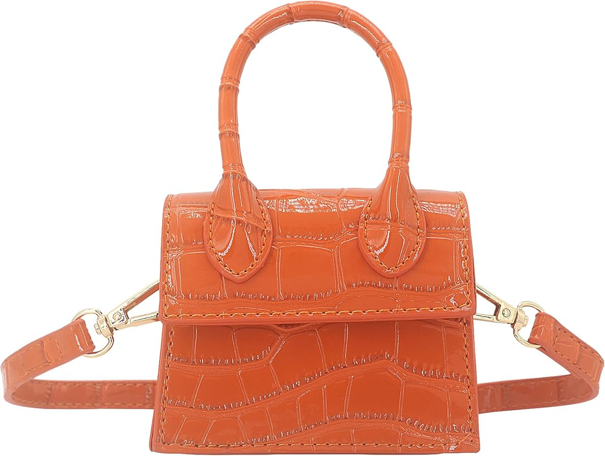 Mini Crossbody Bag for Women Girls Synthetic Leather Flap Purse Styling Top-Handle Clutch Handbag | Amazon (US)