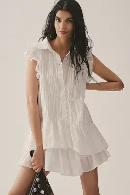 By Anthropologie Sleeveless Ruffle Mini Shirt Dress | Anthropologie (US)