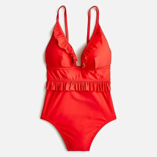 Ruffle plunge one-piece | J.Crew US