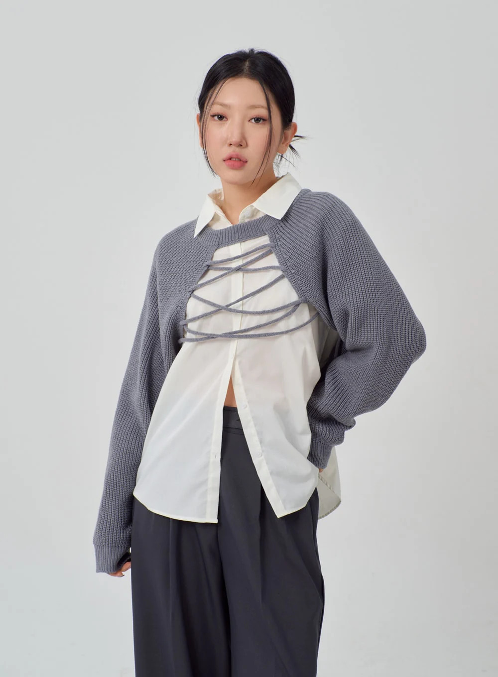 Lace-Up Knit Bolero IM316 | Lewkin