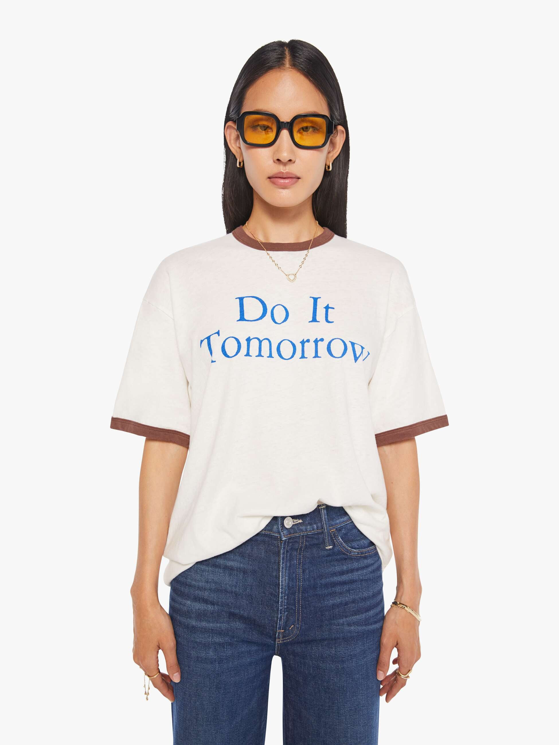 The Lowdown Ringer Tee - Do It Tomorrow | Mother Denim