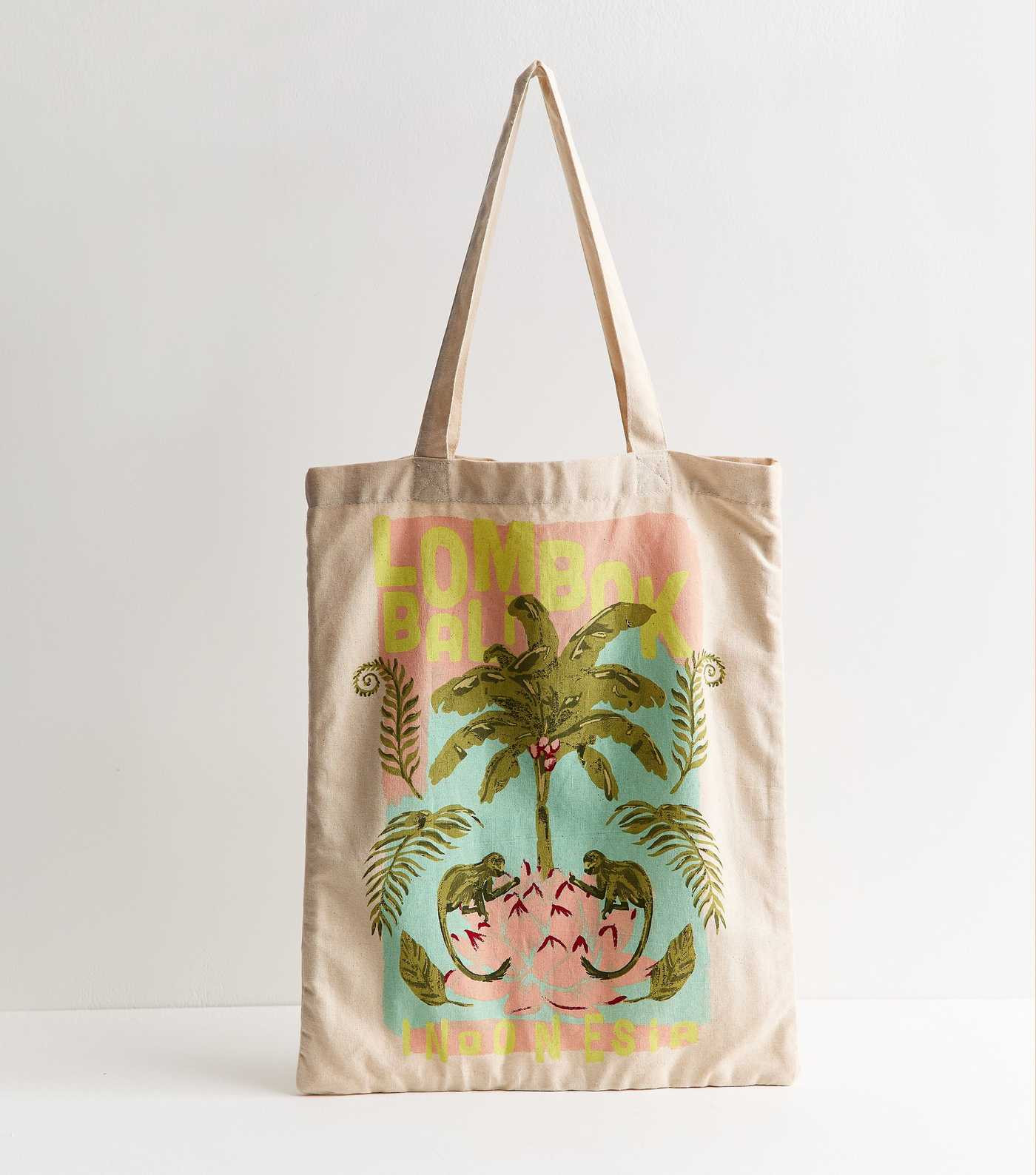 Stone Lombok Monkey Print Canvas Tote Bag | New Look | New Look (UK)