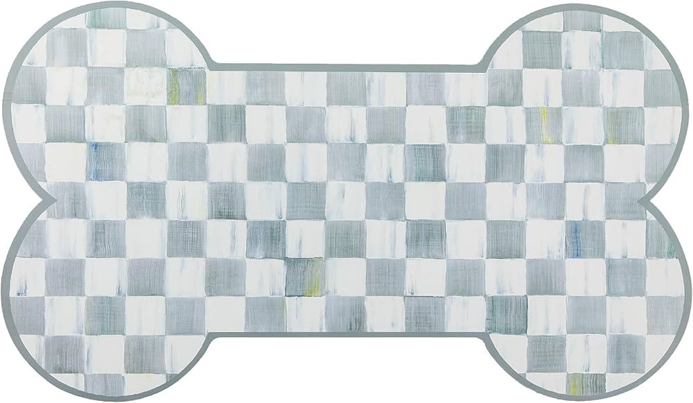 MACKENZIE-CHILDS Pup Placemat, Cute Pet-Food Mat for Dog Bowls and Cat Bowls, Gray-and-White Ster... | Amazon (US)