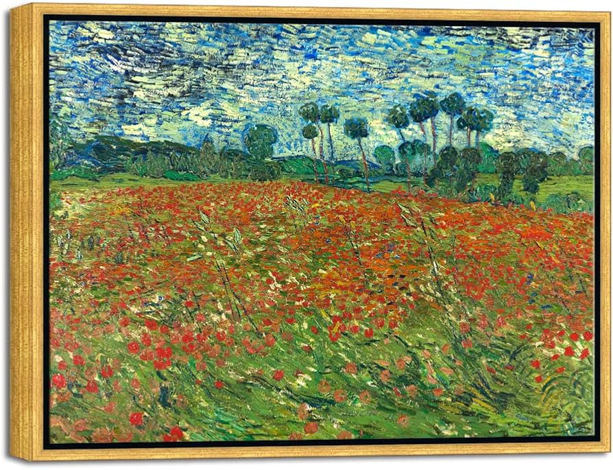 Wieco Art Framed Art Poppy Field June 1890 Canvas Print of Vincent Van Gogh Oil Paintings Reprodu... | Amazon (US)