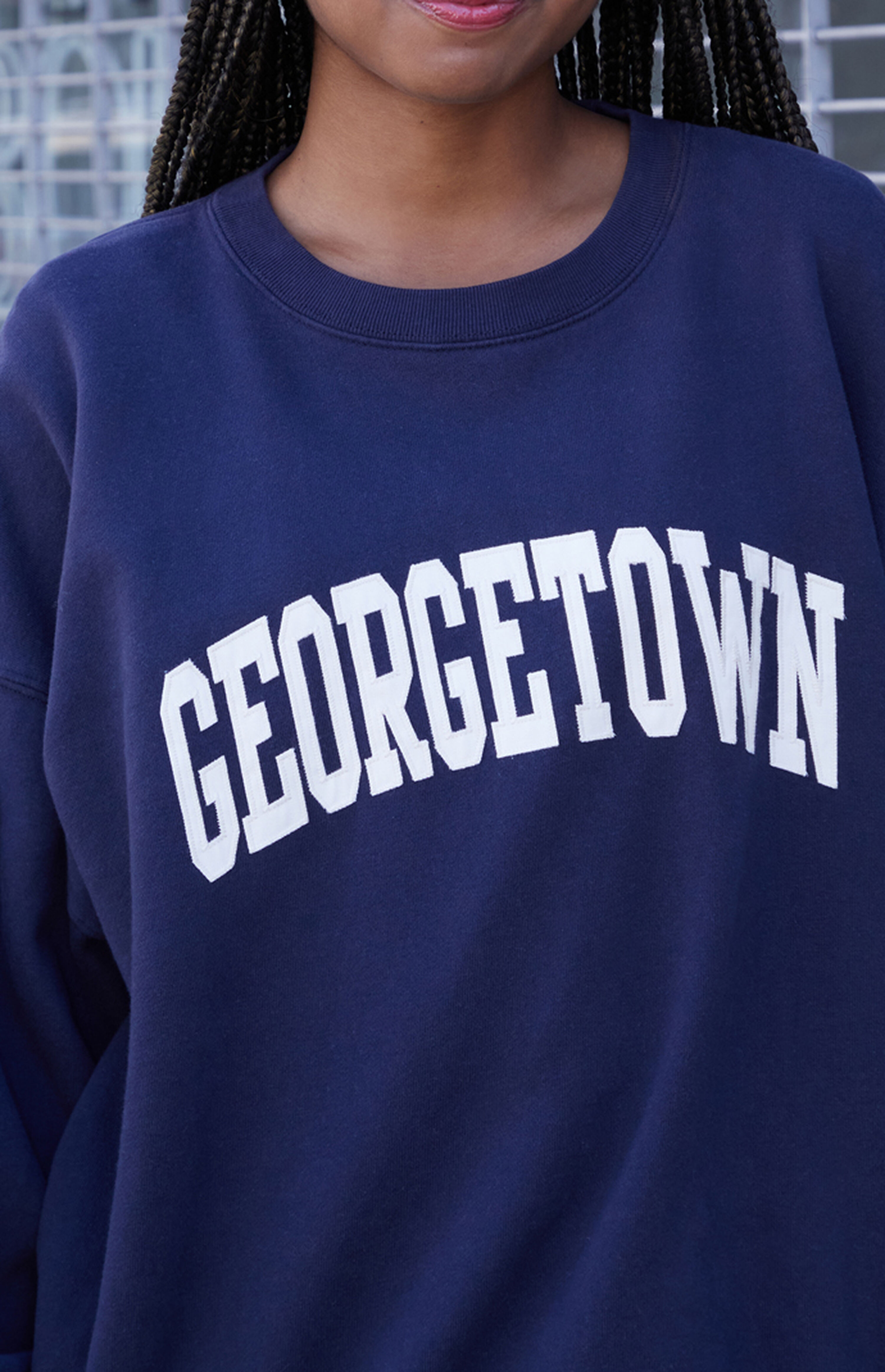 John Galt Navy Erica Georgetown Crew Neck Sweatshirt | PacSun