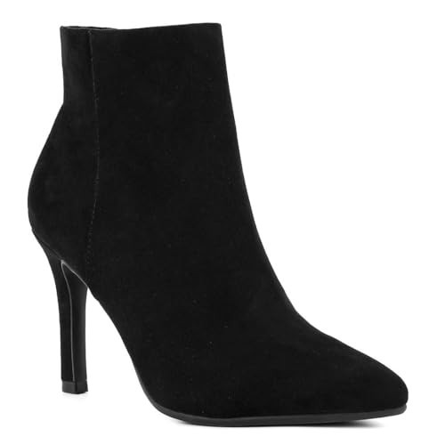 Sugar Women’s Pointed Toe High Heel Ankle Bootie – Dressy Stiletto Fashion Boots for Women - Vecna - Black Micro Size 7.5 | Amazon (US)