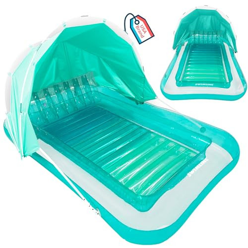 SWIMLINE ORIGINAL Suntan Tub MINT W/ Adjustable Shade Inflatable Tanning Float Floating Lounge | Personal Tan Pool Hybrid Lounger | Adjustable Pillow | Fill With Water | Tanning Design W/ Cupholder | Amazon (US)