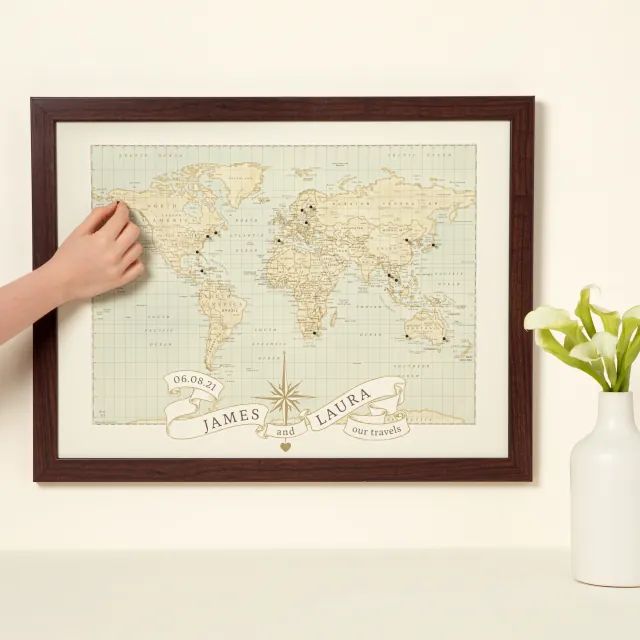 Personalized Anniversary Pushpin World Map | UncommonGoods