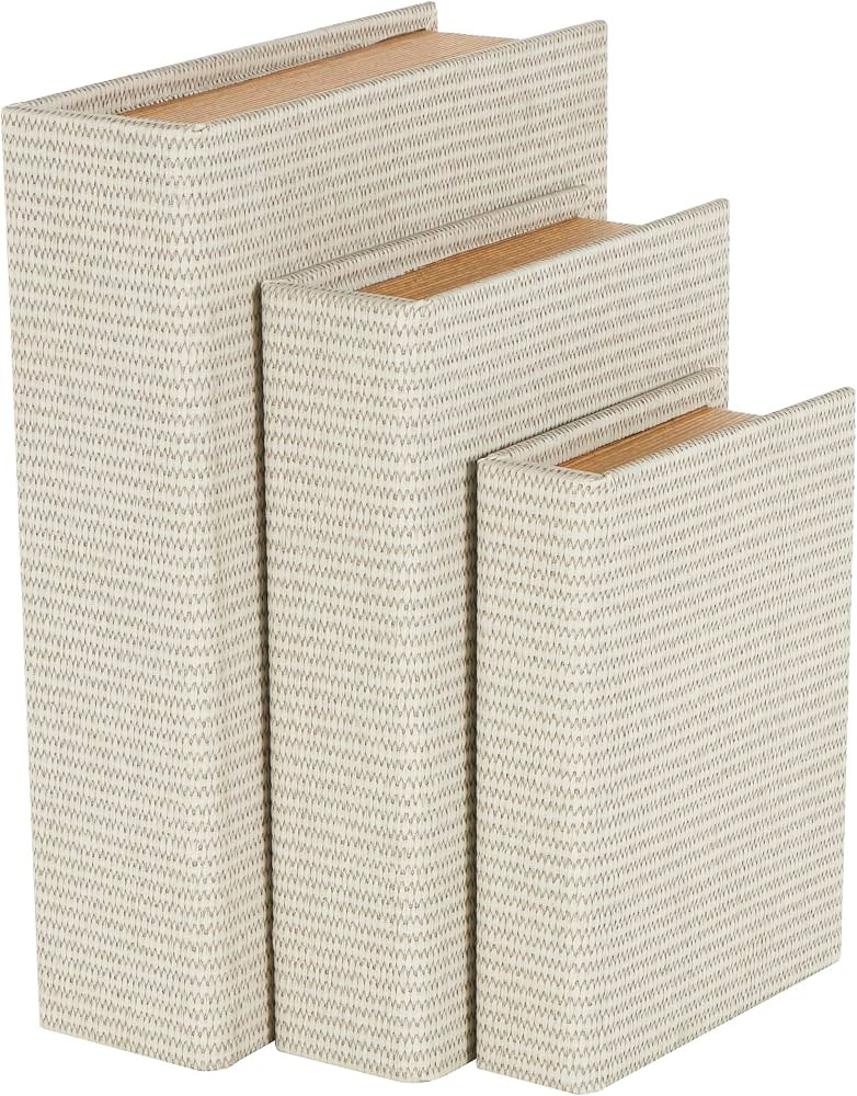 Deco 79 Faux Leather Book Shaped Box, Set of 3 12", 10", 8"H, Cream | Amazon (CA)