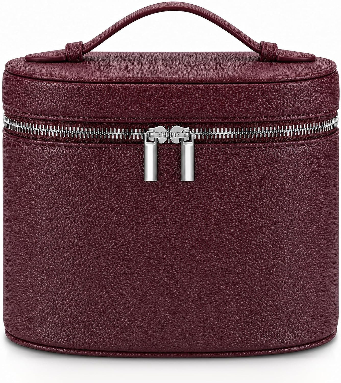 Makeup Bag Vanity Case Cosmetic Bag with Removable Divider Travel Toiletry Bag for Women Portable Make up Box Organizer, Burgundy | Amazon (US)