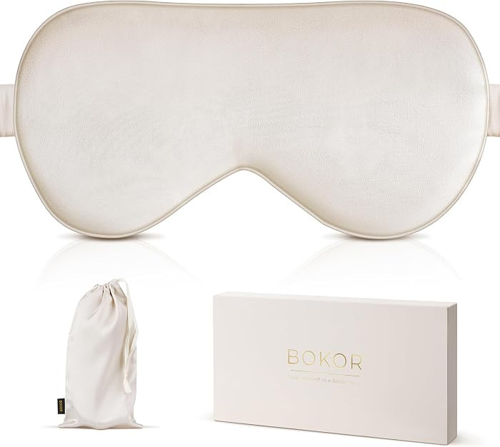 BOKOR Adjustable Silk Sleep Eye Mask for Women and Men, Luxury Mulberry Silk Eye Cover, Light-Blo... | Amazon (US)