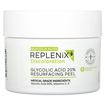 Replenix, Discoloration, Glycolix Elite, Glycolic Acid 20% Resurfacing Peel, 60 Pads | iHerb