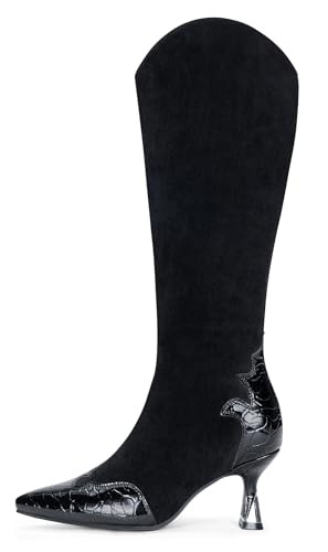 Vepose Women's Knee High Boots, Tall Dress Fashion Pointed Toe Kitten Low Heel Boots with Side Zi... | Amazon (US)