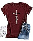 Women Casual T Shirt Faith Printed Summer Tees Cotton Short Sleeve Tops | Amazon (US)
