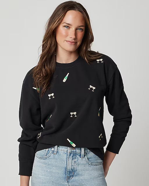 Party drinks embroidered sweatshirt | J.Crew Factory