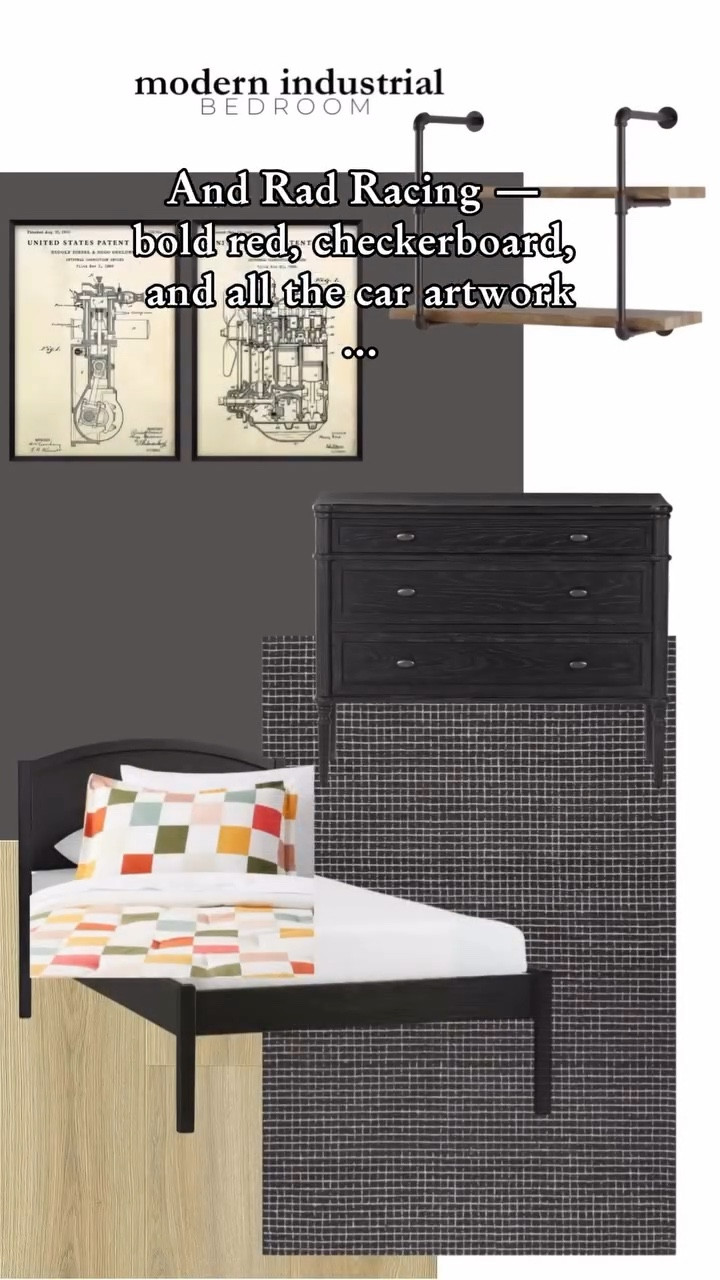 I pulled together three different design ideas for the boys’ room, each with its own vibe.

First up is Vintage Explorer — maps, plaid, and that old-world adventure feel.

Then Modern Industrial — darker tones, metal details, and some really cool engine prints, because Evan loves anything mechanical.

And Rad Racing — bold red, checkerboard, and all the car artwork… because like most boys, Evan is all about cars.

Just like Hazel’s room, we’re keeping the same beds and dresser — hand-me-downs from my brother and my dad. No need to replace everything when we can work with what we already have. A new rug, fresh paint, and some fun accents can totally transform the space.

Evan’s already picked his favorite — and since Gryffin’s still too little to weigh in, his big brother made the call. Which one do you think he chose?

——
#HousealConstruction #RenovationJourney #RoomDesign #BoysRoomDecor #KidsRoomDesign #DesignBoard #VintageExplorer #ModernIndustrial #RadRacing #InteriorDesignInspiration #FamilyRenovation #HomeUpdate #RoomTransformation #AccentWallGoals #DIYHomeProjects #RenovationLife #DesignBuild #SmallTownLiving #HouseGoals #HomeTransformation #FamilyHome #HomeDesignIdeas #InteriorUpdate #ConstructionChronicles #MakingHomeHappen #FromPlansToReality #KidsRoomMakeover #RoomDesignInspo #DesignThatWorks #InteriorDesignCommunity