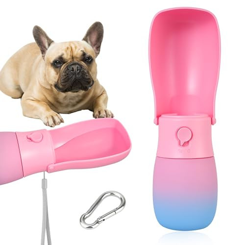 VEPOUYU Dog Water Bottle, Travel Puppy Water Bowl, Leak Proof Portable Puppy Water Dispenser, Foldable Dog Water Bottle for for Pets Outdoor Walking, Hiking, Travel, Food Grade Plastic - 10oz Pink | Amazon (US)